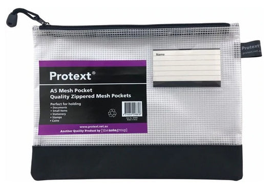 MESH POUCH PROTEXT A5 WITH ASST ZIPPER + NAME CARD HOLDER   G28933