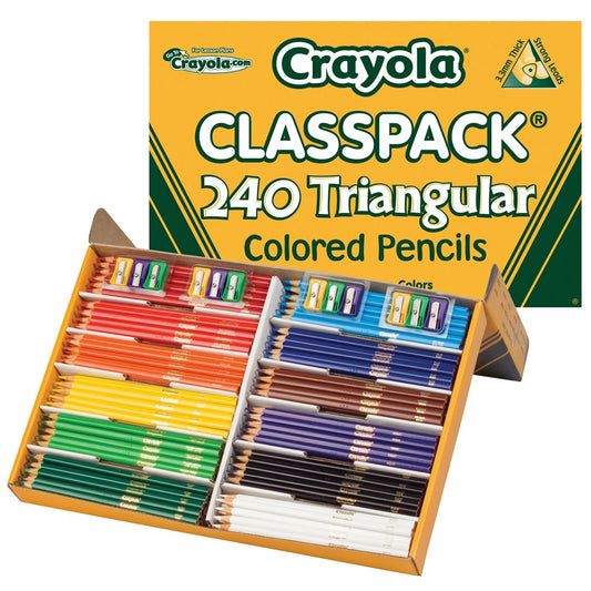 PENCIL COLOURED CRAYOLA TRIANGULAR 12 COLOURS CLASSPACK (240)   G29997