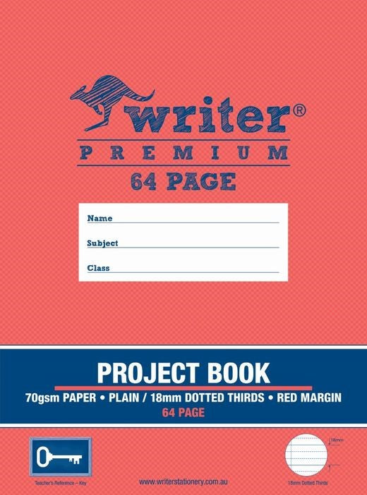 PROJECT BOOK WRITER PREMIUM 64PG PLAIN/18MM DOTTED THIRDS + MARGIN KEY   G30784