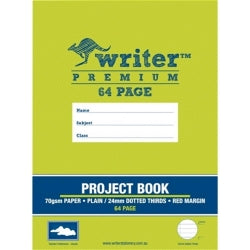 PROJECT BOOK WRITER PREMIUM 64PG PLAIN/24MM DOTTED THIRDS + MARGIN CLOUDS   G30785