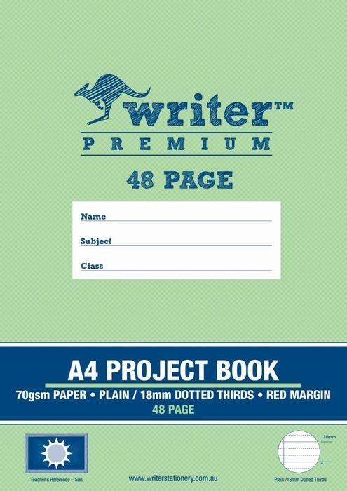 PROJECT BOOK WRITER PREMIUM A4 48PG PLAIN/18MM DOTTED THIRDS SUN   G30787