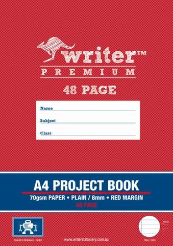 PROJECT BOOK WRITER PREMIUM A4 48PG PLAIN/8MM RULED + MARGIN ROBOT   G30788