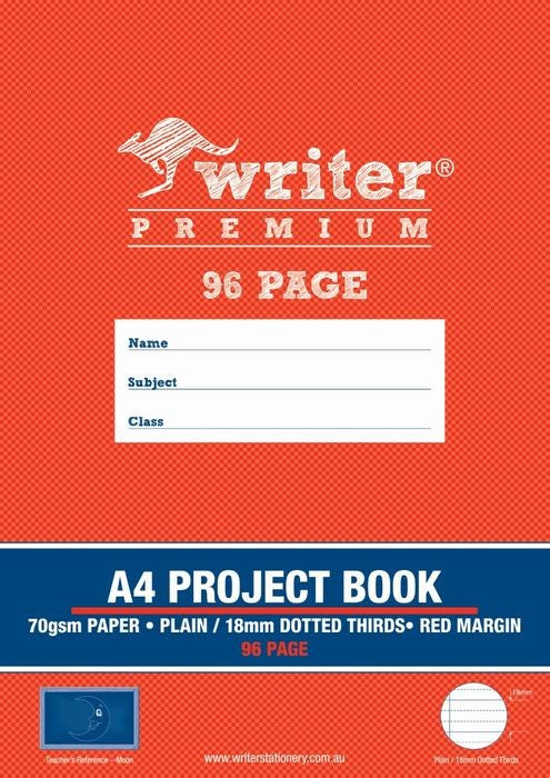 PROJECT BOOK WRITER PREM A4 96PG PLAIN/18MM DOTTED THIRDS + MARGIN MOON   G30791