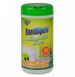 WIPES ITALPLAST ANTIBACTERIAL DISPOSABLE EAZIWIPES TUB60   G32425
