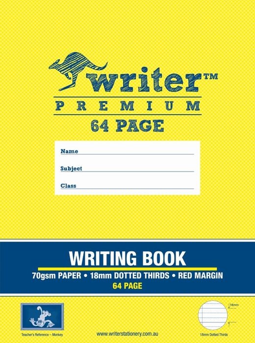 WRITING BOOK WRITER PREM 330X240MM 64PG 18MM DOT THIRDS + MARGIN MONKEY   G32582