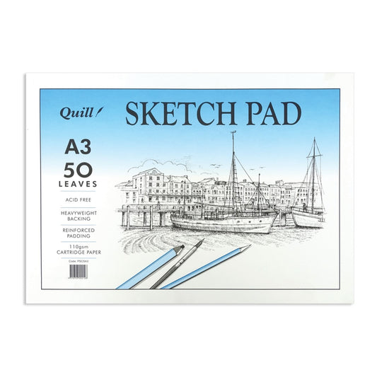 SKETCH PAD QUILL A3 110GSM CARTRIDGE ACID FREE 50LF   G32674