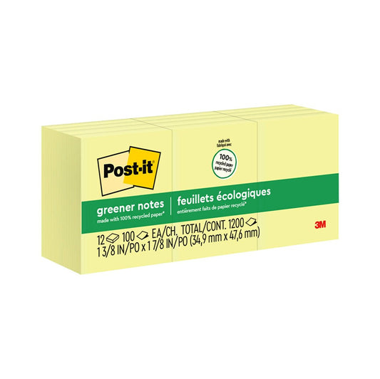 NOTES POST-IT 36X48 653-RP RECYCLED YELLOW PK12   G33046