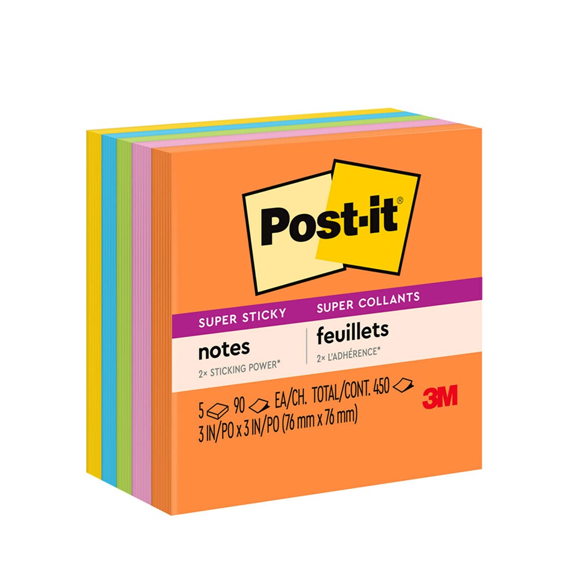 NOTES SUPER STICKY POST-IT 76X76MM 654-5SSUC RIO/ENERGYB PK5   G33049