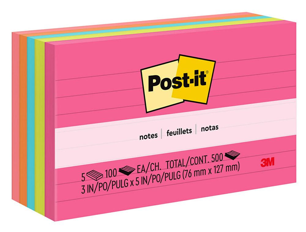 NOTES POST-IT 635-5AN 73X123 CAPETOWN LINED ASST PK 5   G33089