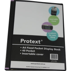 DISPLAY BOOK PROTEXT A4 40P FIXED INSERT COVER/SPINE BLACK   G33401