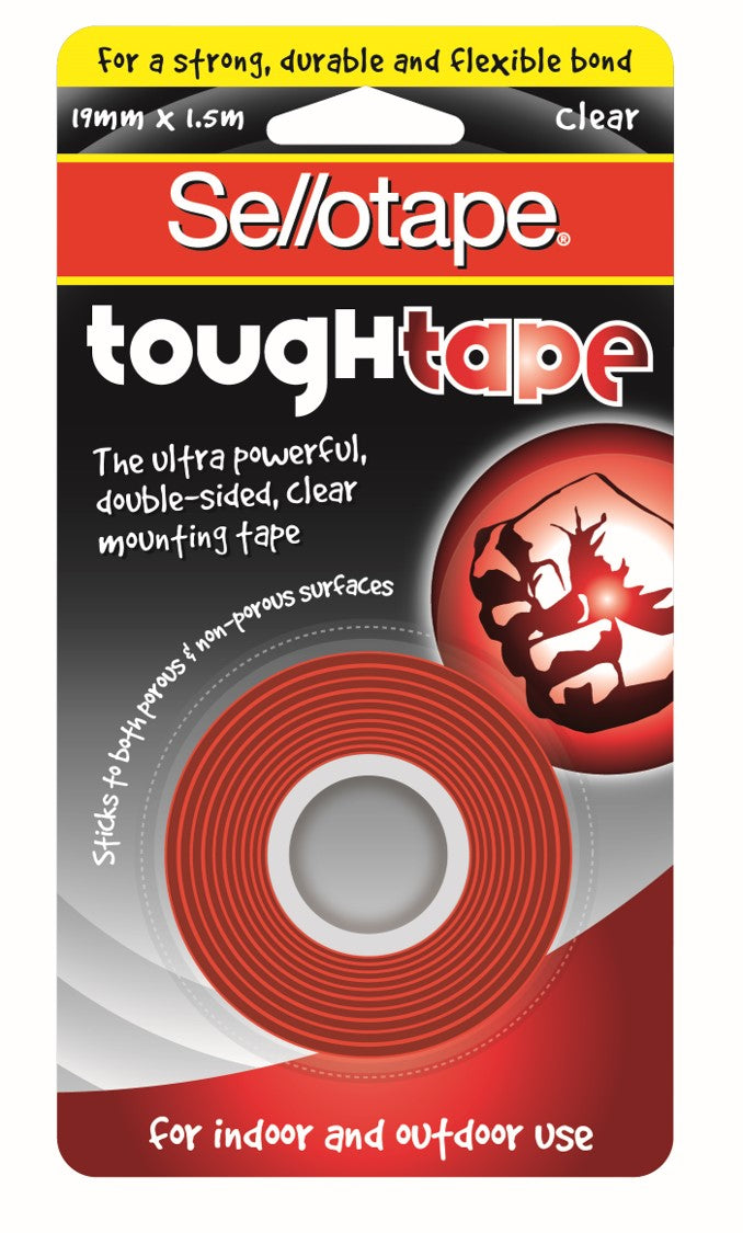 TAPE MOUNTING SELLOTAPE TOUGH TAPE 19MMX1.5M CLEAR   G33943