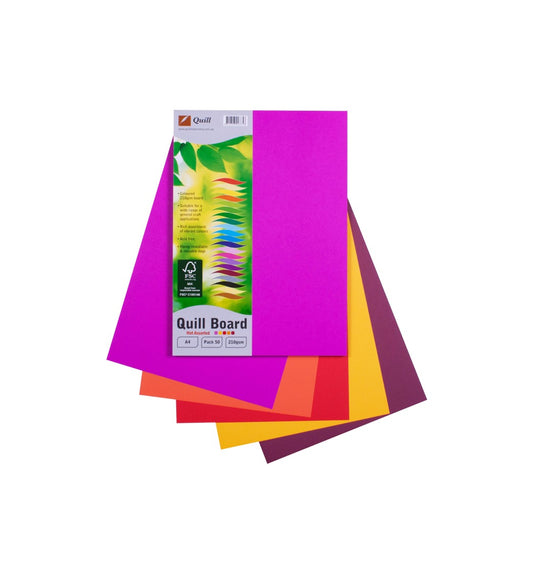 CARDBOARD QUILL A4 210GSM HOT ASST PK50   G34000