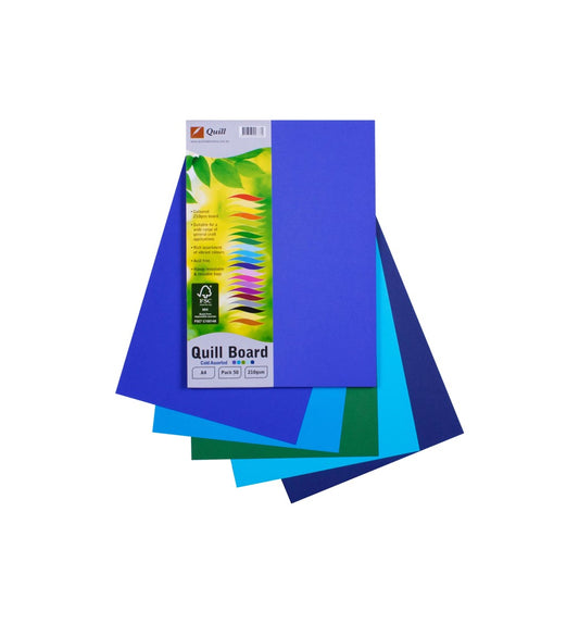 CARDBOARD QUILL A4 210GSM COLD ASST PK50   G34001