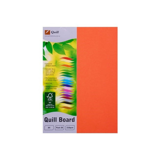 CARDBOARD QUILL A4 210GSM ORANGE PK50   G34021