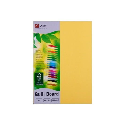 CARDBOARD QUILL A4 210GSM LEMON PK50   G34024