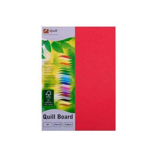 CARDBOARD QUILL A4 210GSM RED PK50   G34025