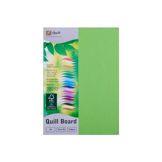 CARDBOARD QUILL A4 210GSM LIME PK50   G34028