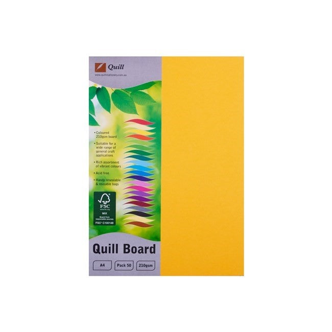 CARDBOARD QUILL A4 210GSM SUNSHINE PK50   G34160