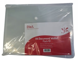 DOCUMENT WALLET STAT A4 PP W/BUTTON CLEAR PK10   G34521