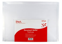 DOCUMENT WALLET STAT F/C PP W/GUSSET CLEAR PK10   G34523