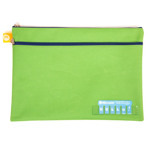 PENCIL CASE MICADOR 375X264MM NAME TWIN ZIP GREEN   G35855