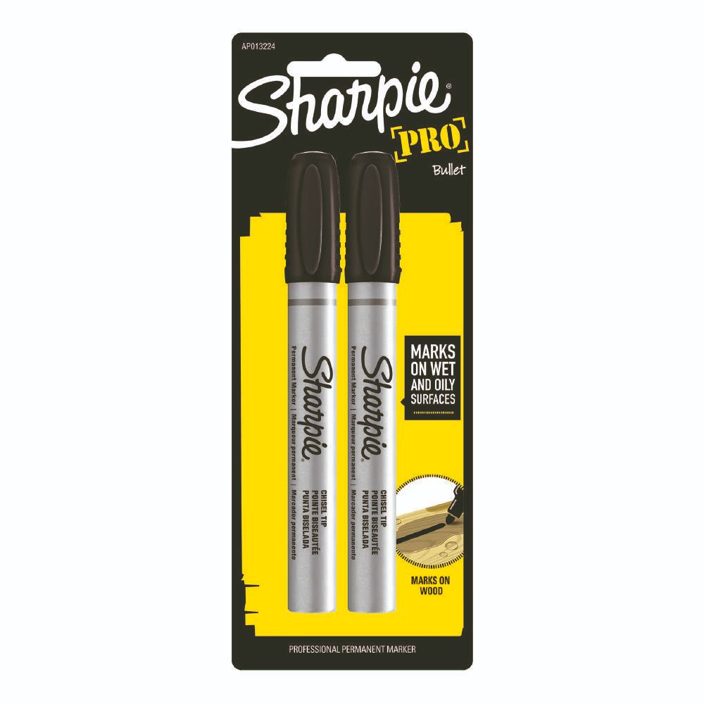 MARKER PERMANENT SHARPIE PRO METAL BULLET BLACK PK2   G35983