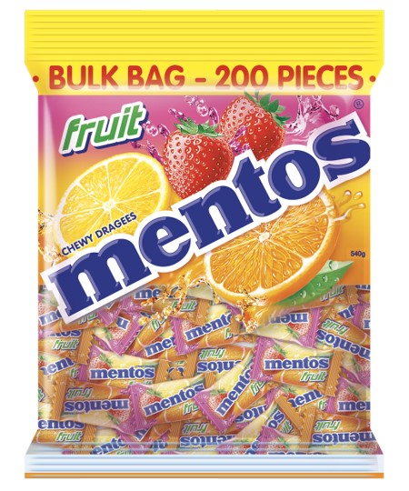 CONF MENTOS 540GM PILLOWPACK FRUIT 200PCE   G36743