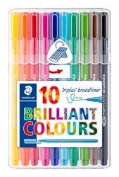 PEN STAEDTLER 0.8MM TRIPLUS BROADLINER BRILLIANT COLOURS PK10   G36801