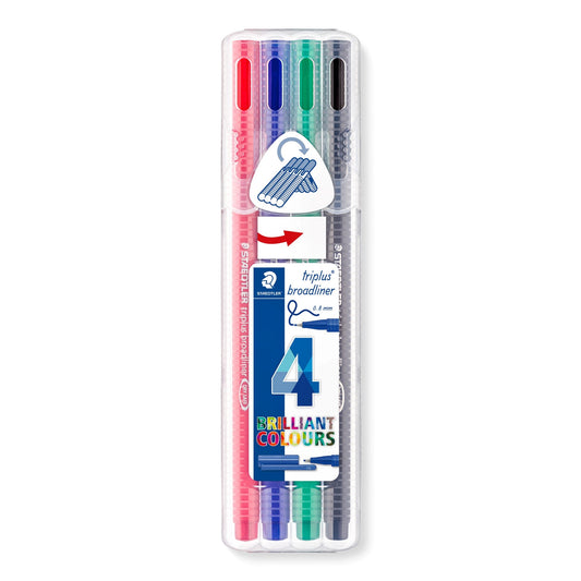 SP- PEN STAEDTLER 0.8MM TRIPLUS BROADLINER BRILLIANT COLOURS PK4  Special Order Only G36802