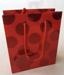 GIFT BAG OZCORP SMALL FOIL DOT RED   G36804