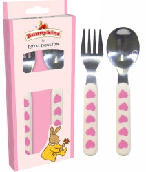 BABY GIFT BUNNYKINS SPOON & FORK SWEETHEARTS PINK   G36908