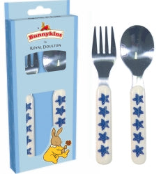 BABY GIFT BUNNYKINS SPOON & FORK SHINING STARS BLUE   G36909