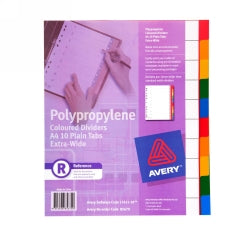 AVERY DIVIDERS PP A4 10 TAB COLOUR EXTRA WIDE 85670   G37130