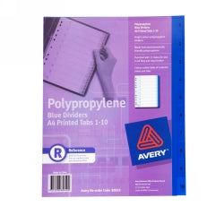 SP- DIVIDERS AVERY A4 PP 1-10 TABS BLUE  Special Order Only G37143