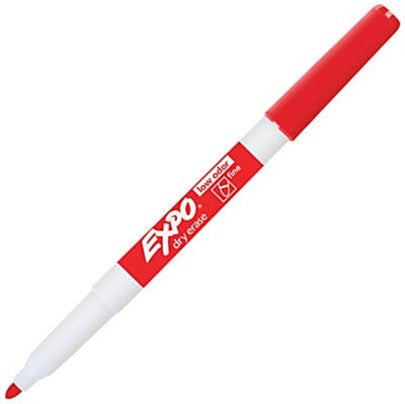 MARKER WHITEBOARD EXPO DRY ERASE FINE BULLET TIP RED BX12   G37178