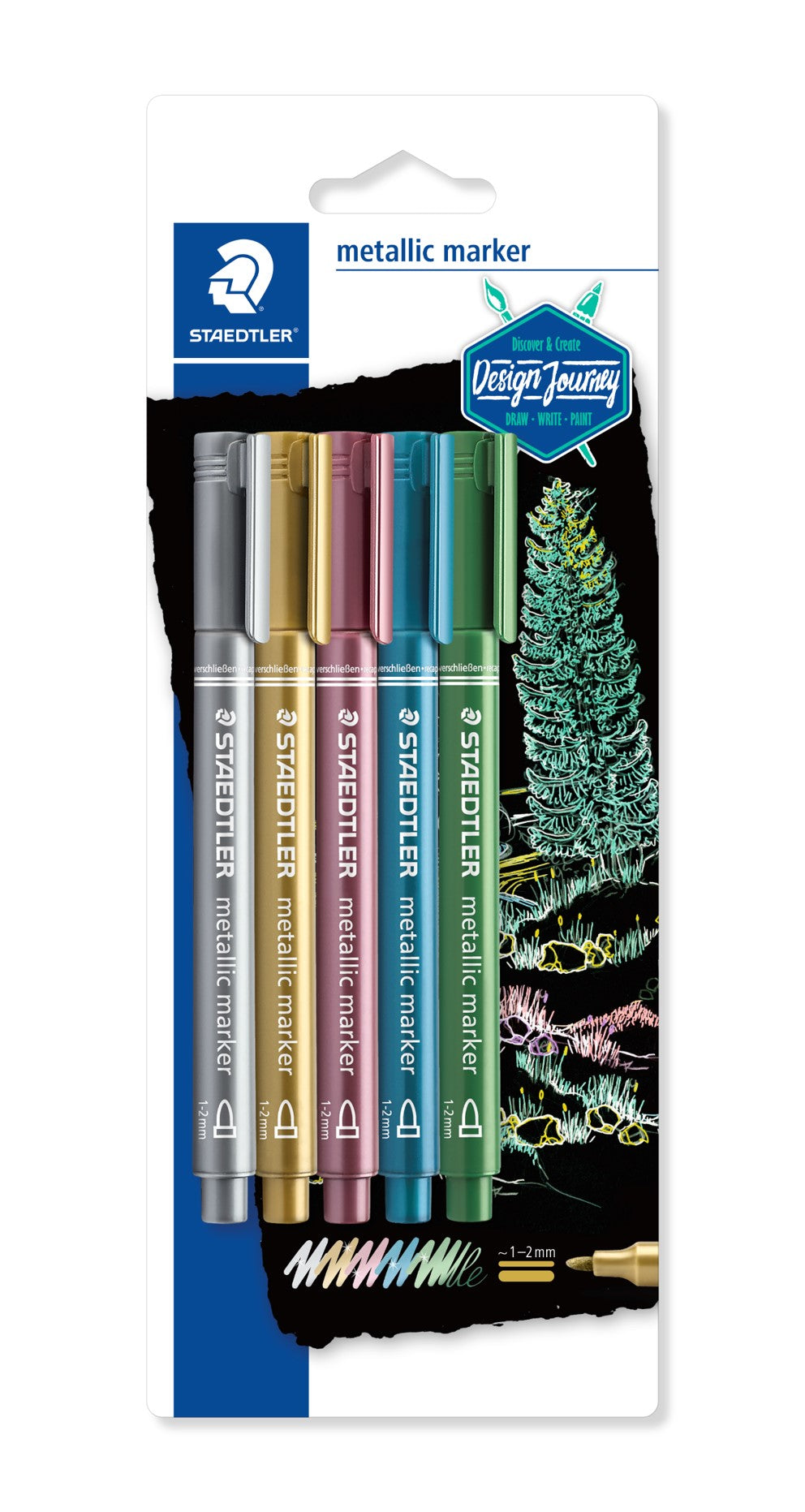 MARKER STAEDTLER METALLIC ASST COLOURS PK5   G37963