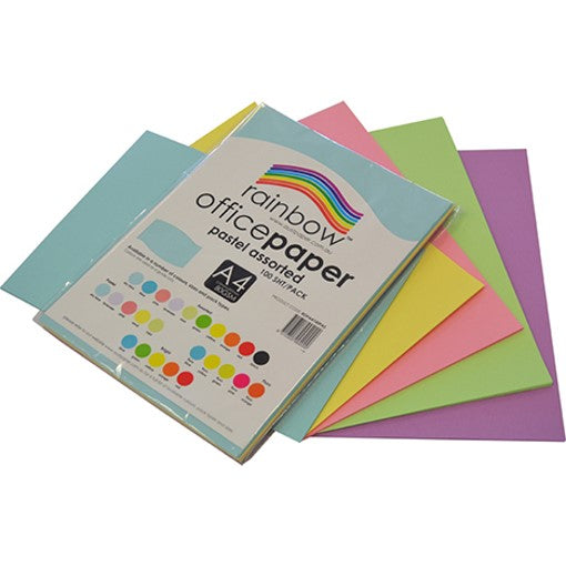 COPY PAPER RAINBOW A4 80GSM PASTEL ASSORTED PACK 100   G38561