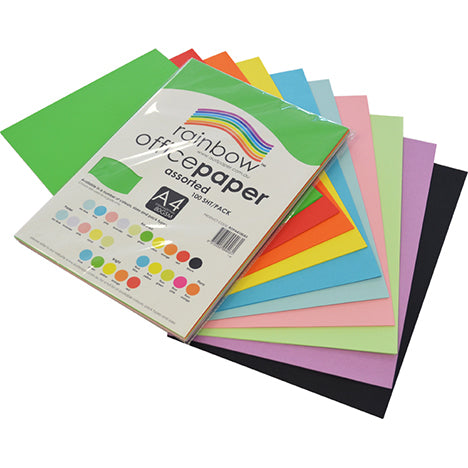 COPY PAPER RAINBOW A4 80GSM ASSORTED PK100   G38622