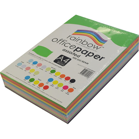 COPY PAPER RAINBOW A4 80GSM PASTEL ASSORTED PK500   G38623