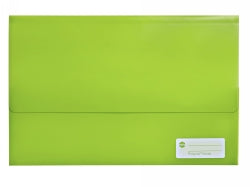 DOCUMENT WALLET MARBIG FOOLSCAP POLYPICK TRANSLUCENT LIME   G38684