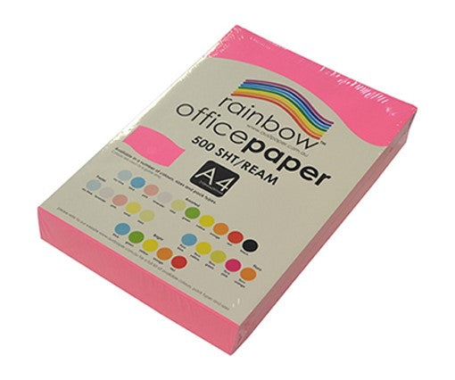 COPY PAPER RAINBOW A4 75GSM FLURO PINK PK500   G39105