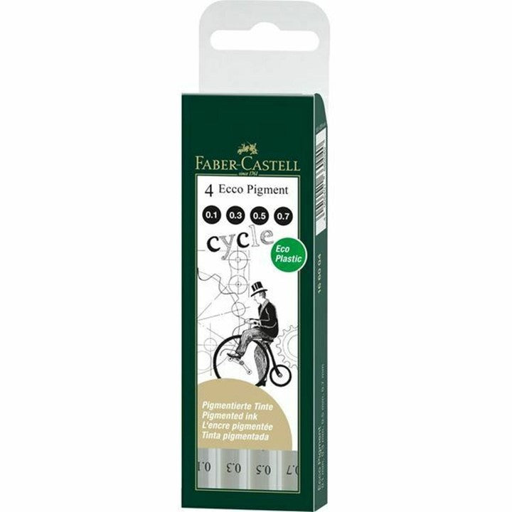 MARKER FABER-CASTELL FIBRE TIP ECCO PIGMENT SET OF 4 BLACK   G39367