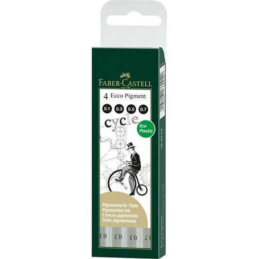 MARKER FABER-CASTELL FIBRE TIP ECCO PIGMENT SET OF 4 BLACK   G39367
