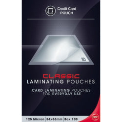 LAMINATING CARD POUCHES GBC CLASSIC 54X86 125 MICRON PK100   G41125