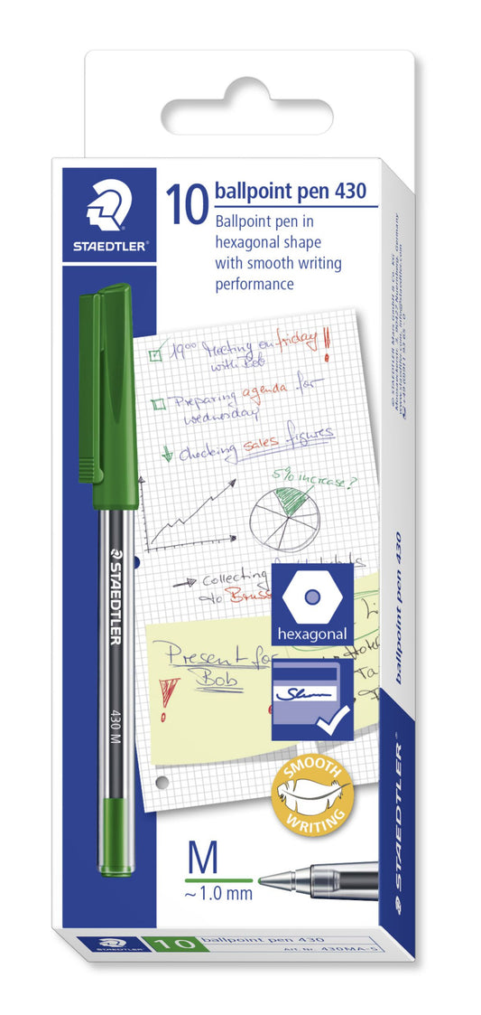 PEN STAEDTLER BP STICK 430 MED GREEN   G41698