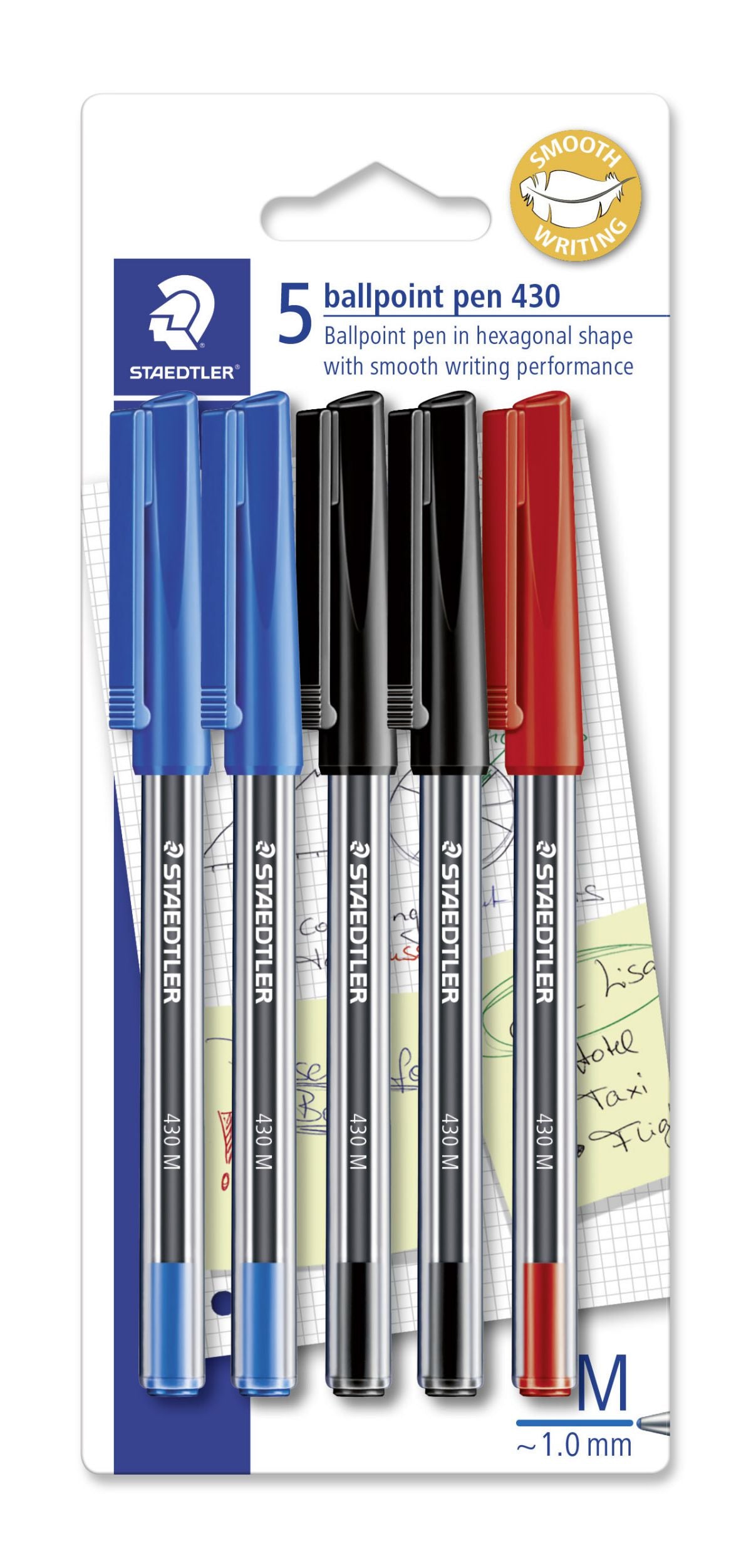 PEN STAEDTLER BP STICK 430 MED ASST PK5   G41701