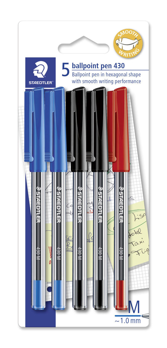 PEN STAEDTLER BP STICK 430 MED ASST PK5   G41701