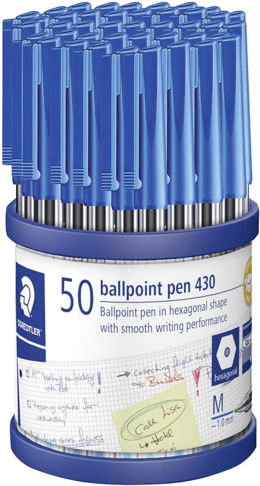 PEN STAEDTLER BP STICK 430 MED BLUE CUP50   G41703