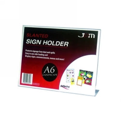 SIGN HOLDER DEFLECTO A6 LANDSCAPE SLANTED CLEAR   G42284