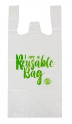 BAGS SINGLET CAPRI 420X220X130MM SML REUSABLE 36 MICRON WHITE PK100   G42801